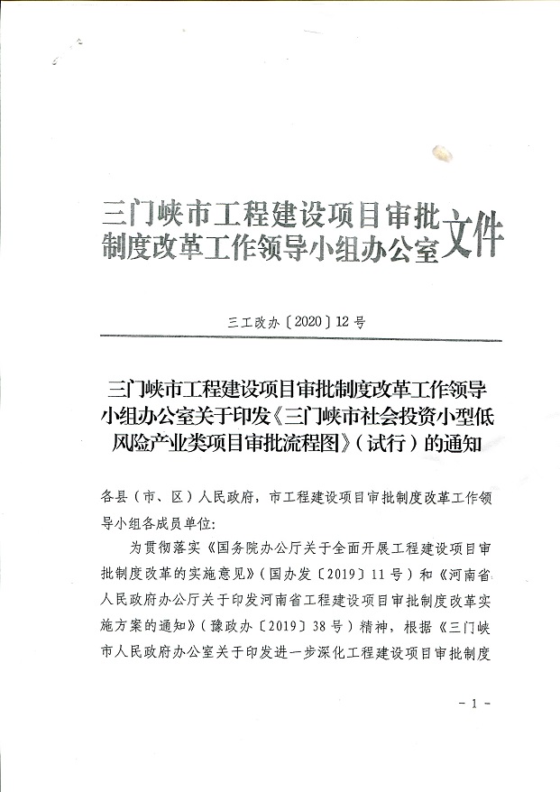 三門峽市,社會,投資,小型,低,風險,產業,類, . 三門峽市社會投資小型低風險產業類項目審批流程圖（試行）通知